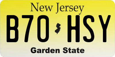 NJ license plate B70HSY