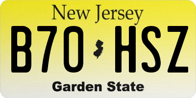 NJ license plate B70HSZ