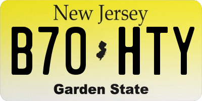 NJ license plate B70HTY