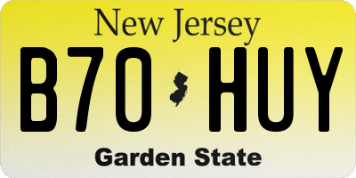 NJ license plate B70HUY