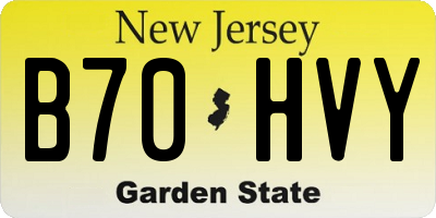 NJ license plate B70HVY