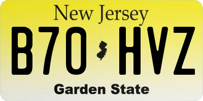 NJ license plate B70HVZ
