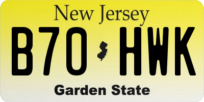 NJ license plate B70HWK
