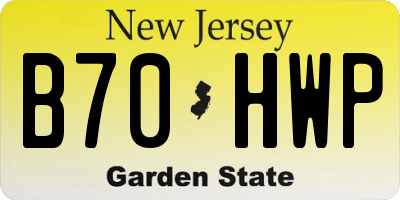 NJ license plate B70HWP