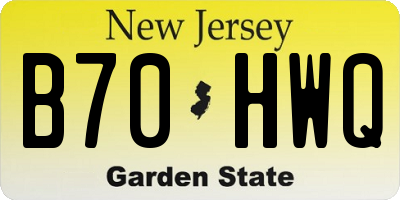 NJ license plate B70HWQ