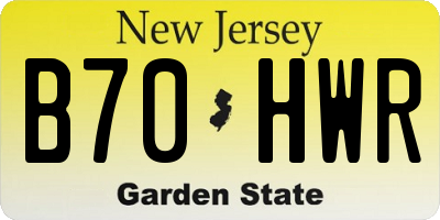 NJ license plate B70HWR