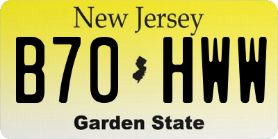 NJ license plate B70HWW