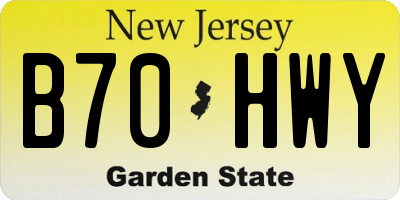 NJ license plate B70HWY