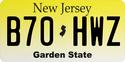 NJ license plate B70HWZ
