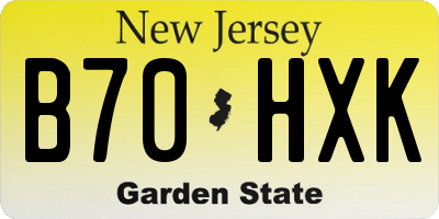 NJ license plate B70HXK