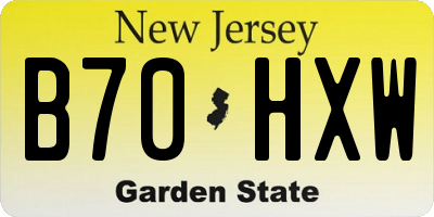 NJ license plate B70HXW