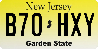 NJ license plate B70HXY