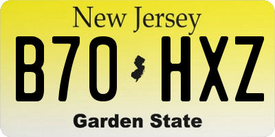 NJ license plate B70HXZ