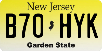 NJ license plate B70HYK