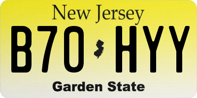 NJ license plate B70HYY