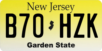 NJ license plate B70HZK