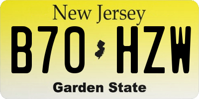 NJ license plate B70HZW