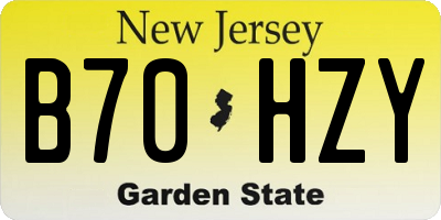 NJ license plate B70HZY