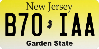 NJ license plate B70IAA
