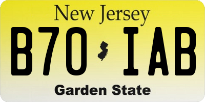 NJ license plate B70IAB
