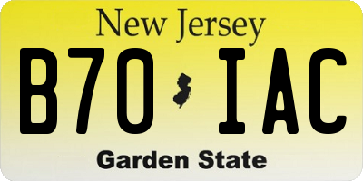 NJ license plate B70IAC