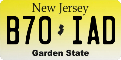 NJ license plate B70IAD
