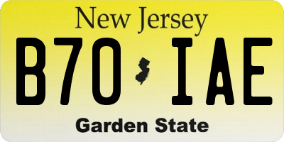 NJ license plate B70IAE
