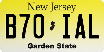 NJ license plate B70IAL
