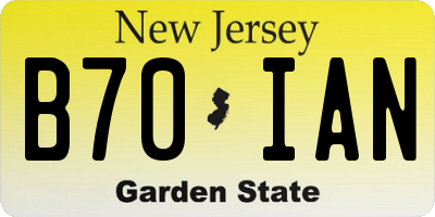 NJ license plate B70IAN