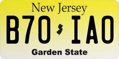 NJ license plate B70IAO
