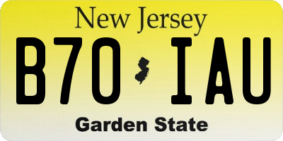 NJ license plate B70IAU