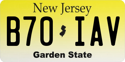 NJ license plate B70IAV