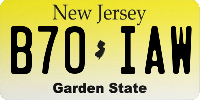 NJ license plate B70IAW