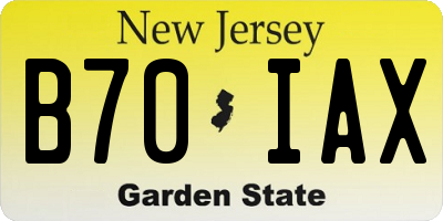 NJ license plate B70IAX