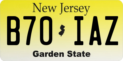 NJ license plate B70IAZ