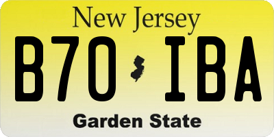 NJ license plate B70IBA