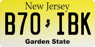 NJ license plate B70IBK