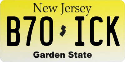 NJ license plate B70ICK