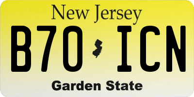 NJ license plate B70ICN