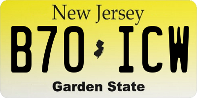 NJ license plate B70ICW