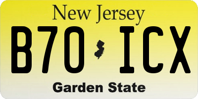 NJ license plate B70ICX