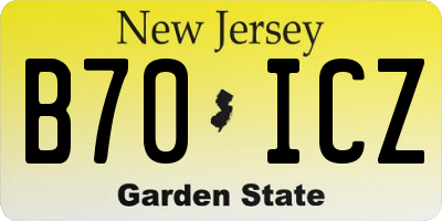 NJ license plate B70ICZ