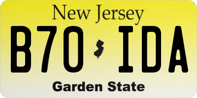 NJ license plate B70IDA