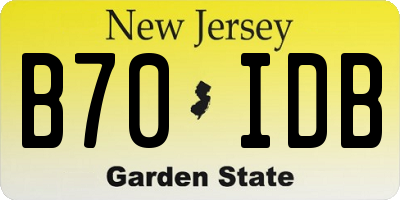 NJ license plate B70IDB