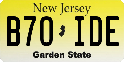 NJ license plate B70IDE