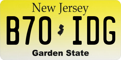 NJ license plate B70IDG