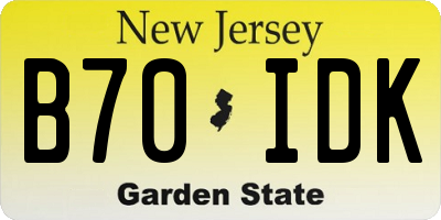 NJ license plate B70IDK