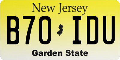 NJ license plate B70IDU