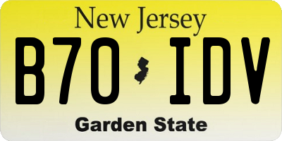 NJ license plate B70IDV