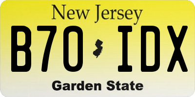 NJ license plate B70IDX